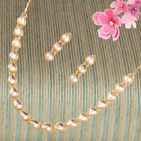 Touchstone "Contemporary Kundan Collection Indian Bollywood traditional Mughal Kundan polki look neutral bridal designer jewelry single line neckl...