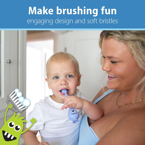 Dr. Brown's ToothScrubber Toothbrush, Three-Sided Toddler Training Toothbrush for Ages 1-4 Years with Suction Cup Base and Color Changing Bristles...