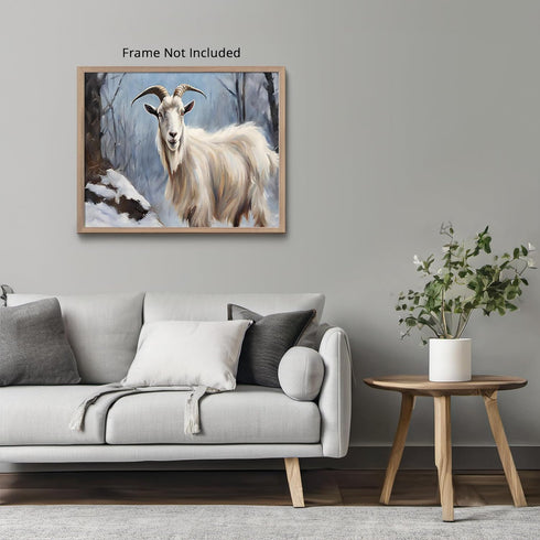 Posterizer 1 pcs-goat in snowy winter nature-oil painting style 2-Art for Animal Lovers-Landscape & Nature Art-Decor for Home & Office- unframed w...