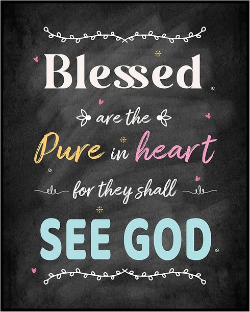 Posterizer 1 pcs-Blessed are the Pure in Heart-Matthew 5:8-Bible Verse-Religious Posters-Quotes-Gifts for Christians-Decor for Church, Sunday Scho...