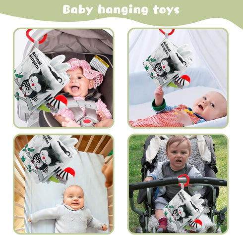 Crinkle Soft Baby Books, 3D Touch Feel High Contrast Cloth Book Sensory Baby Toys 0-6-12 Months, Early Learning Stroller Toys for Infants Toddler ...