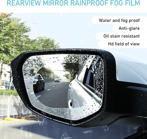 2 PCS Car Rearview Mirror Film, 3.93" x 5.9" Oval Side Window HD Anti-Fog Nano Rain-Proof Water-Repellent Film, Clear Vision Accessories, Compatib...