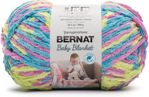 Bernat BABY BLANKET BB Jelly Beans Yarn - 1 Pack of 10.5oz/300g - Polyester - #6 Super Bulky - 220 Yards - Knitting/Crochet......