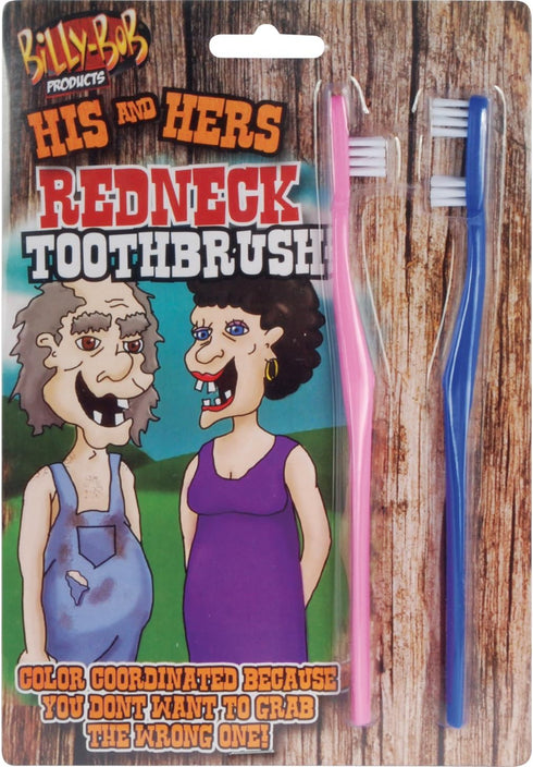 Billy-Bob His and Hers Redneck Toothbrush Hillbilly 4" Gag Gift, Blue Pink...