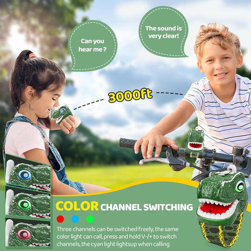Dinosaur Walkie Talkies for Kids 2 Pack Camping Gear T-Rex Outdoor Toys for Boys Age 3-12 Year Old 3 Channel Long Range Birthday Gifts Halloween C...