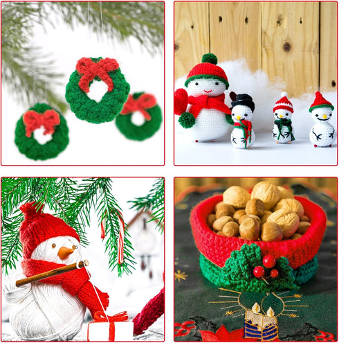 LIHAO 3 Skeins Yarn for Knitting Christmas Themed Yarn for DIY Xmas Crochet Crafts - 100% Acrylic, 50g......