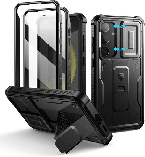 Dexnor for Samsung Galaxy S24 Plus Case with Built-in Slide Camera Cover & Screen Protector & Kickstand, Shockproof Rugged Case Full-Body Bumper P...