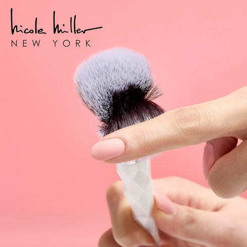 Nicole Miller New York 14pc Complete Makeup Brushes Collection with Zipper Bag, Snow Pearl White, Ideal Present or Any Occasions, Great for Beginn...