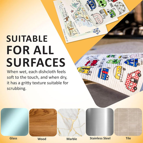 Swedish Dishcloth Set (RV Camper) – Super Absorbent, Reusable Kitchen Towels for RVs, Cleaning and Drying – Ideal for Camping, Travel, and Everyda...