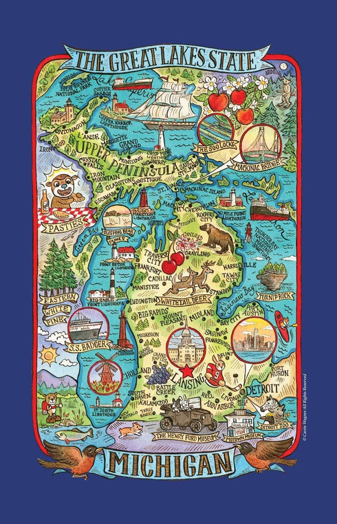 Kay Dee Designs Adventure Destinations Michigan Map Tea Kitchen Towel, 18" x 28", Various...