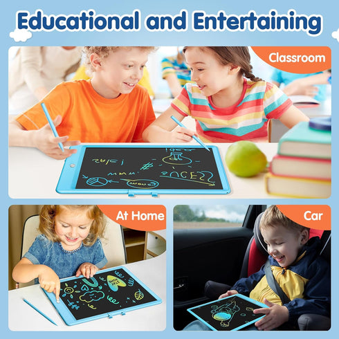 10 Inch Drawing Tablet, LCD Writing Tablet for Kids, Colorful Doodle Board Toddler Drawing Pad, Educational Learning & Travel Essential Kid Toy fo...