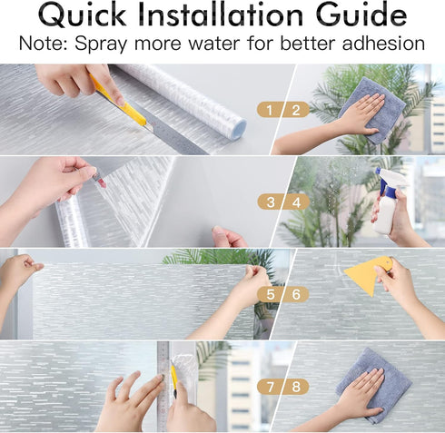 Haton Window Privacy Film, Frosted Glass Static Cling Sun Heat Blocking Window Clings, Frosting Opaque Coverings, Vinyl Removable Stickers Tint fo...