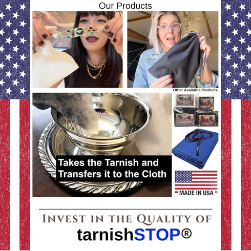 USA Made | T-STOP | Luxury Anti-Tarnish Bag for Silver Storage | Patented Proven Protection | Medium 18"x18" | Tuxedo Black...