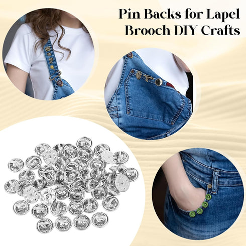 50PCS Enamel Pin Locking Backs Locking Pin Backs for Enamel Pins Lapel Pin Keepers Locking Clasp Pin Backs Replacement Brass Clutch Badge Insignia...