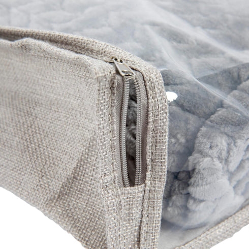 Household Essentials Under Bed Zippered Sweater Storage Bags with Clear Vision Panel, Set of 3, Silver,Gray...