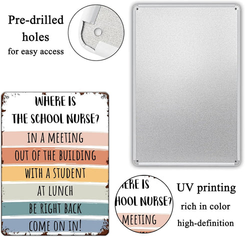 School Nurse Door Sign - Where is The School Nurse Office Decor, school nurse office decorations,school decor Metal Tin Sign 12 X 8 Inch Plaque...