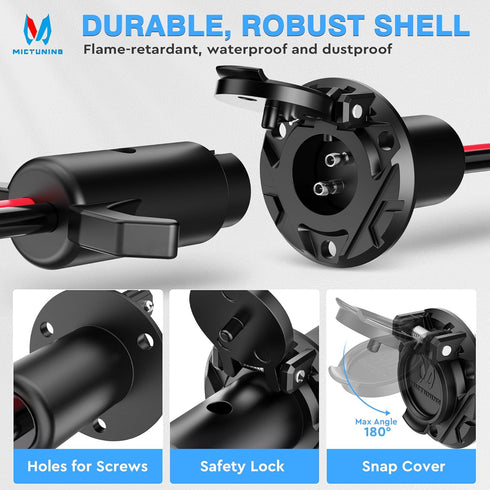 MICTUNING Trolling Motor Plug and Receptacle, 12-24V 8 AWG, Quick Connect for Marine Boat Yacht Minn Kota MotorGuide Newport, Waterproof Dustproof...