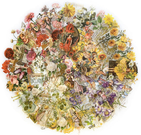 Yoksas 120 Pcs Gold Foil Butterfly Flower Fairy Stickers, Transparent Junk Journal Floral Fairyland Decals for Scrapbook,Tumbler,Planner,Laptops,R...