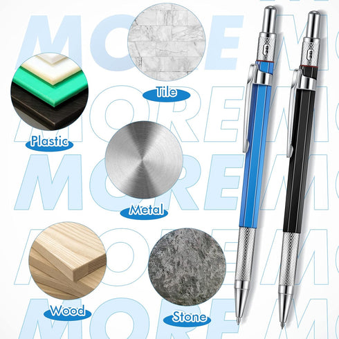 2 Pcs Silver Welders Pencil with 12 Pcs 2.0 mm Round Silver Refills Metal Marker for Steel Marking Pen Mechanical Pencil Set for Construction Scho...