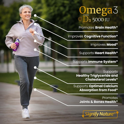 Omega 3 Fish Oil Supplement with Vitamin D3 5000 IU - 1000mg Triglyceride Capsules for Brain Health - Optimal Ratio EPA DHA Omega-3 Fish Oils Vita...