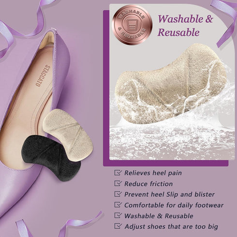 Heel Pads - Heel Inserts for Women, Heel Grips Gel Heel Protectors Improved Shoe Fit and Comfort for Loose Shoes, Heel Pain Relief (4 Pairs)...