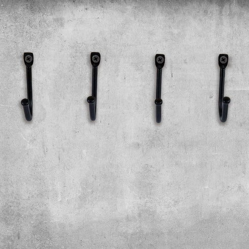 Antrader Early American Single Iron Hooks, Decorative Colonial Wall Door Key Coat Bag Hanger Hook, 1.4" x 1" Black, Pack of 10...