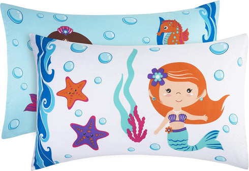 Everyday Kids 2-Pack Standard Size Pillowcases fit Pillows 20 x 26” -100% Soft Breathable Microfiber - Perfect for Toddler Little Girl Twin/Full S...