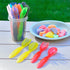 Youngever 18 Pcs Plastic Toddler Utensils, Plastic Kids Forks Kids Spoons, Large Size, Top Dishwasher Safe, Set of 9 in 9 Rainbow Colors...