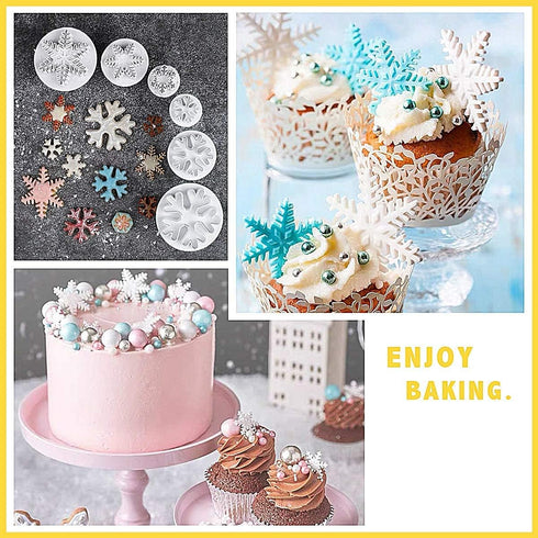 Clever Monster Snowflake Cookie Cutters Set of 6, Plunger Cutter Cake Decorating Supplies Fondant Molds Embossing Tool Snowflake Plunger Cake Cutt...