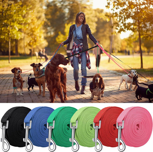 12 Pieces Long Training Leash for Dogs Bulk Nylon Puppy Chain Leash for Small Medium Large Dogs 3/4 Inch Puppy Traction Rope for Training Playing ...