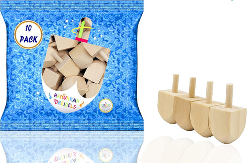 The Dreidel Company Hanukkah Wood Dreidels, Design Your Own Dreidel, DIY 1.5" Inch Unfinished Natural Wooden Chanukkah Dreidels (10-Pack)...