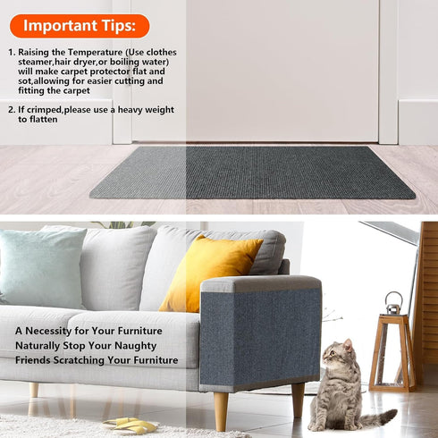 79 * 15.8IN Cat Scratch Pads Mat Carpet Protector,Easy-Cut Highly Viscous Pets Scratch Carpet for Floor Doorway Porch,DIY Floor Mat Prevent Carpet...