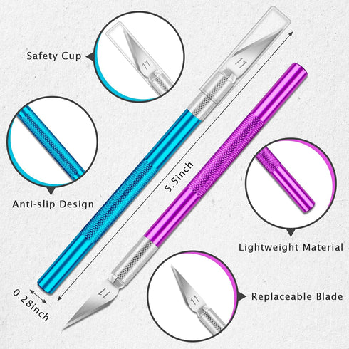 24 Pack Exacto Knife Kit Craft Knife Precision Hobby Knife Kit, 2 Exacto Knife with 20 Spare Art Knife Blades (#11 Exacto Blades and #16 Exacto Bl...