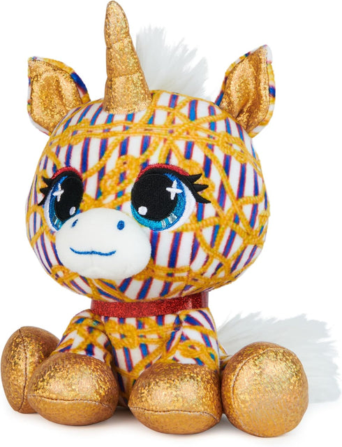 P.Lushes Designer Fashion Pets Natalie Von Corn Premium Unicorn Stuffed Animal, Gold and Blue, 6”...