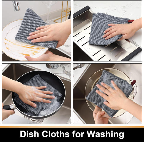 Cotton Kitchen Dish Cloths, 6 Pack Super Absorbent and No Lint Waffle Weave Dish Towels, Fast Drying Dish Rags for Washing Dishes, 12 x 12 Inch, D...