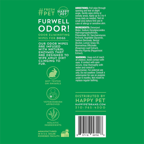 Happy Pet Furwell Odor! Deodorizing Spray for Dogs | Peppermint and Lemongrass | Aloe Infused for Soft, Shiny, Hydrated Fur | Odor Eliminating | V...