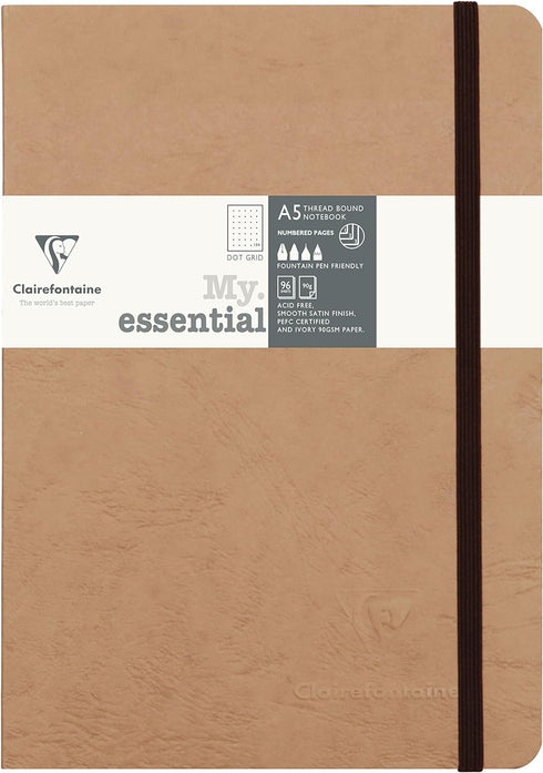Clairefontaine 'Age Bag' Thread-Bound Notebook, A5, Dot, 192 Pages - Brown...