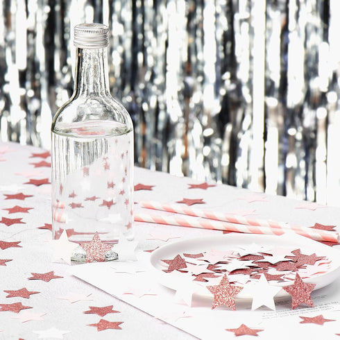 Pink White Rose-Gold Confetti,300pcs Glitter Paper Twinkle Little Star Table Confetti,Birthday Bachelorette Engagement Mothers Day Wedding Baby Sh...