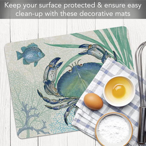 Cut N' Funnel Oceana Designer Flexible Plastic Cutting Board Mat, 15" x 11.5", Made in the USA, Decorative, Flexible, Easy to Clean...