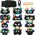 36 Pieces Scratch Paper Animal Masks Scratch Rainbow Masks with Elastic Cords and 12 Pieces Wood Stylus for Costume Dress up Parties Decorations a...