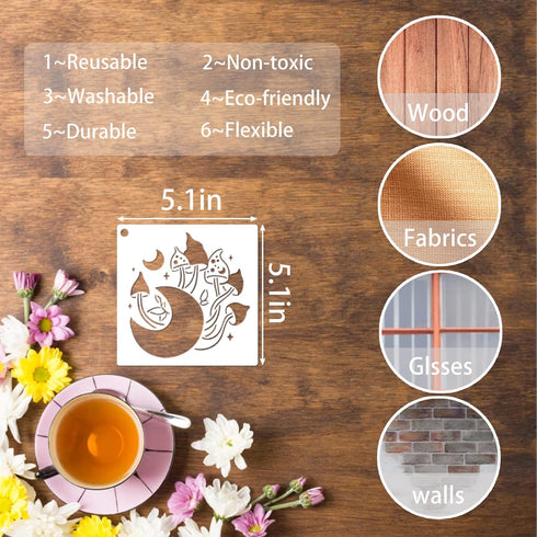 20 Pieces Mushrooms Stencils Template, Reusable Boho Mushroom Moon Flowers Stencils for Painting on Wood, Canvas, Tile, Scrapbook, Fabric, Pillows...