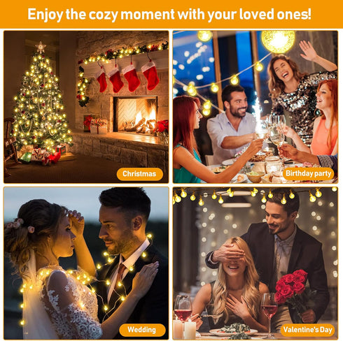 Outdoor String Lights Battery Operated 33FT 100LED Battery Powered String Lights Indoor Waterproof Mini Globe Lights with Remote Timer 8 Lighting ...