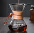 Pour Over Coffee Maker with Reusable Stainless Steel Drip Filter, Lead-Free Borosilicate Glass Coffee Carafe with Modern Wooden Collar for 1-2Cup,...