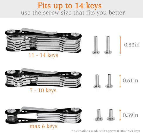 EM Premium Products Compact Key Holder - Pocket Key Organizer - 14 Keys Key Bar...