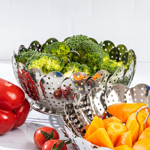 DELUXE Vegetable Steamer, Collapsible and Expandable Stainless-Steel Steam Basket Insert Rack for Steaming Food, Compatible with Instant Pot 3, 6,...