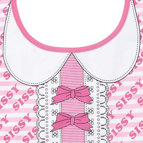 Littleforbig Cotton Waterproof Babydoll Printed Adult Bib with Adjustable Velcro Closure - Pretty in Pink Sissy Bib...