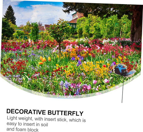 Flower Decor 24pcs Butterfly Garden Decoration Beautiful Decoration Metal Stakes Outdoor Garden Stakes Metal Lawn Ornaments Windmill Decor Foot Ha...