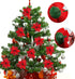 RECUTMS 10 PCS Red Glitter Poinsettia Flowers Christmas Tree Ornaments Fake Christmas Flowers Artificial Christmas Flowers Decorations Wedding Xma...
