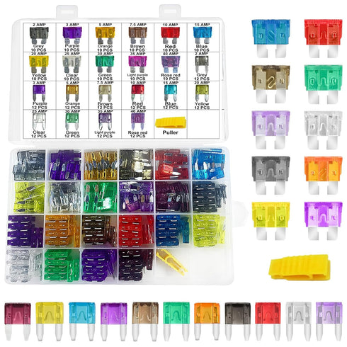MuHize Blade Fuse Kit - 242PCS (110 Standard ATC/ATO + 132 Mini) RV Fuses Assortment, (2A 3A 5A 7.5A 10A 15A 20A 25A 30A 35A 40A) Waterproof Fuses...
