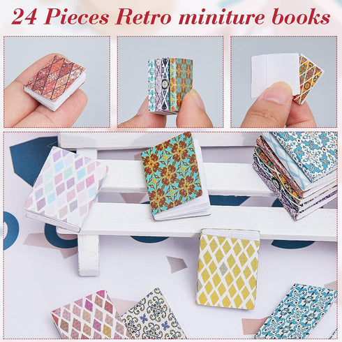24 Pieces 1:12 Scale Miniatures Dollhouse Books Assorted Miniatures Books Dollhouse Mini Books Dollhouse Decoration Accessories Doll Toy Supplies ...